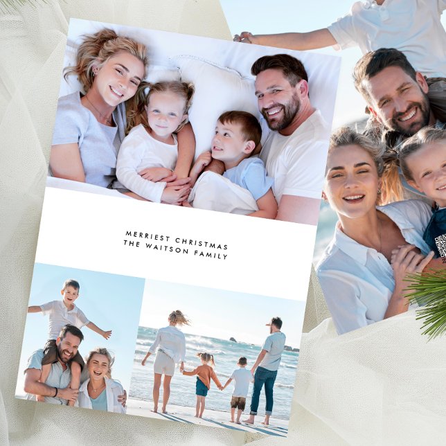 Christmas Multi Four Photos Stylish Simple Holiday Card (Creator Uploaded)