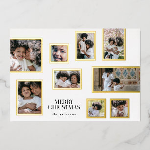Christmas Multi Photo Collage Merry Christmas Gold Foil Holiday Card
