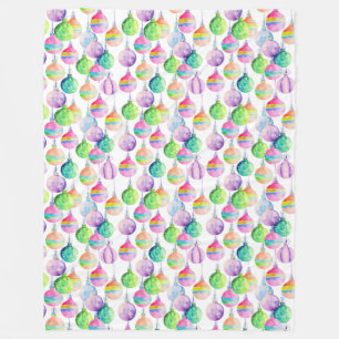 Christmas Multicolor Balls Ornaments Fleece Blanket