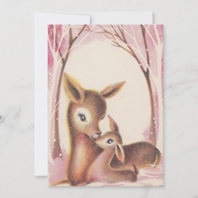 Christmas Mum and Baby Christmas Deer Holiday Card (Front)