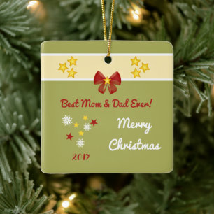 Christmas mum dad Photo Ceramic Tree Decoration