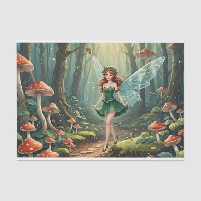Christmas Mushroom Fairy Decoupage Tissue Paper (Front)