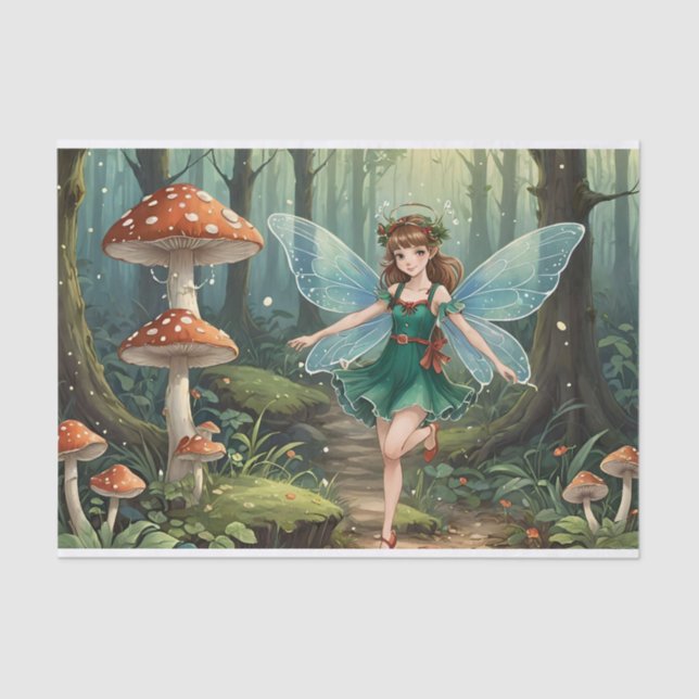 Christmas Mushroom Fairy Decoupage Tissue Paper (Front)