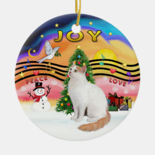 Christmas Music2 - Turkish Van Cat Ceramic Ornament