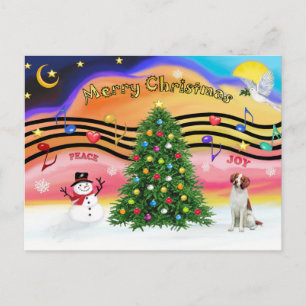 Christmas Music 2 - Brittany Spaniel Holiday Postcard