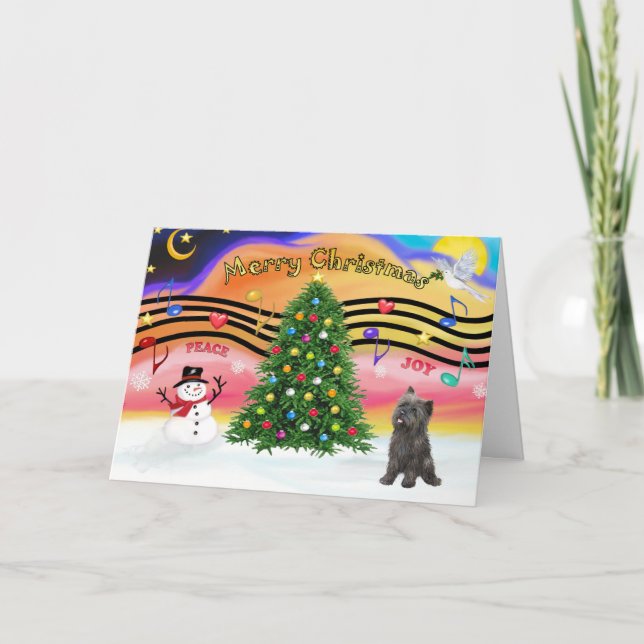 Christmas Music 2 - Cairn (brindle 21) Holiday Card (Front)