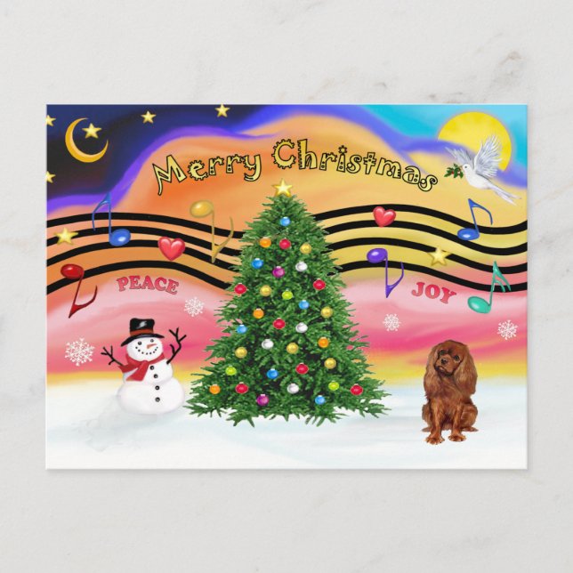 Christmas Music 2 - Cavalier (Ruby) Holiday Postcard (Front)