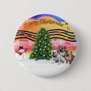 Christmas Music 2 - English Bulldogs (three) 6 Cm Round Badge