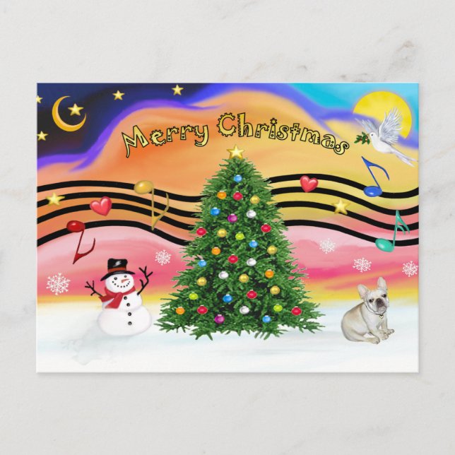 Christmas Music 2 - French Bulldog 1 Holiday Postcard (Front)
