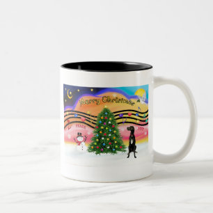 Christmas Music 2 - Great Dane (black uncropped) Two-Tone Coffee Mug