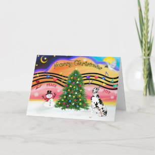 Christmas Music 2 - Great Dane (Harlequin) Holiday Card