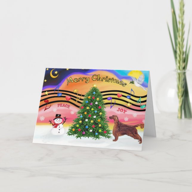 Christmas Music 2 - Irish Setter Holiday Card (Front)