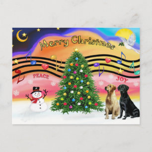 Christmas Music 2 - Labrador Retrievers (two) Holiday Postcard