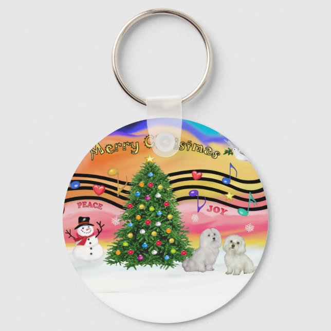 Christmas Music 2 - Maltese (two) Key Ring (Front)