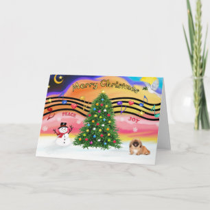 Christmas Music 2 - Pekingese (red) Holiday Card