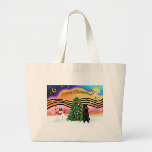 Christmas Music 2-Poodle-Black Standard Large Tote Bag