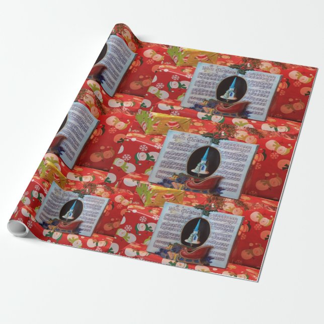 Christmas Music Box Wrapping Paper (Unrolled)