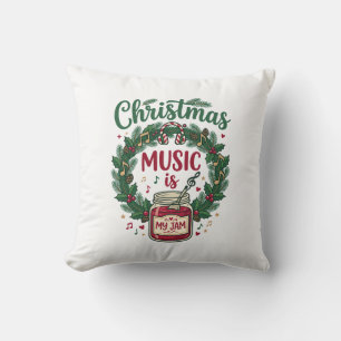Christmas Music Is Jam Jar Pine Wreath Headphones Cushion