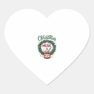 Christmas Music Is Jam Jar Pine Wreath Headphones Heart Sticker