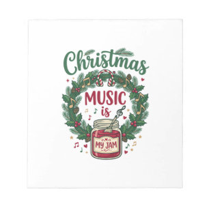 Christmas Music Is Jam Jar Pine Wreath Headphones Notepad