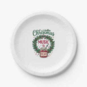 Christmas Music Is Jam Jar Pine Wreath Headphones Paper Plate