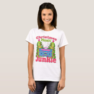 Christmas Music Junkie 80's Retro Cassette Player T-Shirt