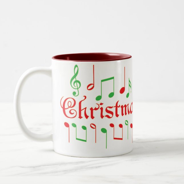 Christmas Music Mug! Two-Tone Coffee Mug (Left)