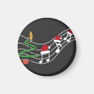 Christmas Music Notes Santa Hat Treble Clef  Magnet