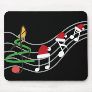 Christmas Music Notes Santa Hat Treble Clef Mouse Pad