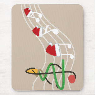 Christmas Music Notes Santa Hat Treble Clef Mouse Pad