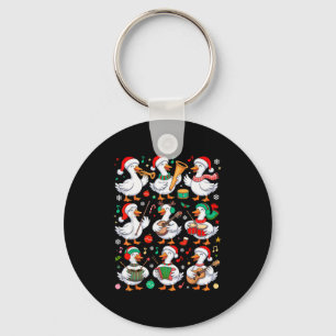 Christmas Music Teacher Goose Playing Musical Inst Key Ring
