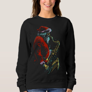Christmas Musical Santa Hat Saxophone Gift Sweatshirt