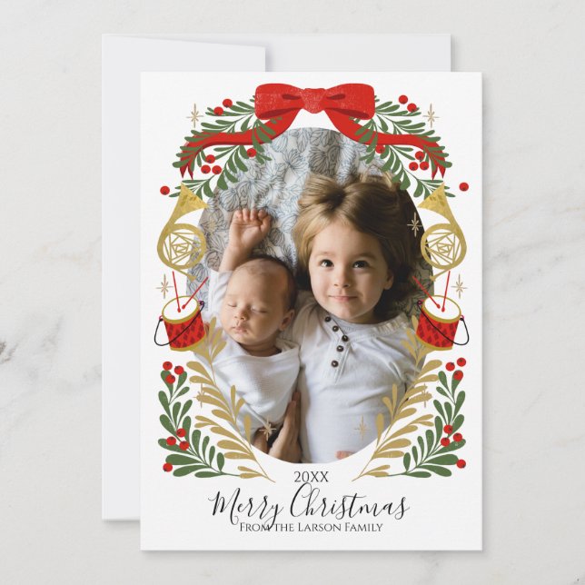 Christmas Musical Wreath Photo Card (Front)