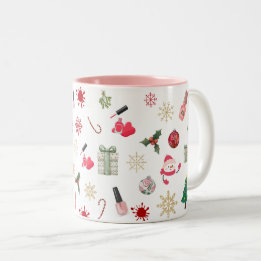 Christmas Nail Polish Pattern Two-Tone Coffee Mug