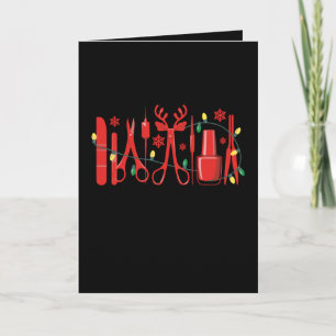 Christmas Nail Tech Tools Reindeer Antlers Lights Card