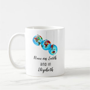 Christmas name gift Peace on Earth Watercolor Coffee Mug