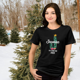 Christmas Name Initial Family Matching Tri-Blend Shirt