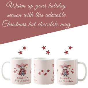 Christmas name mouse pink hot chocolate mug