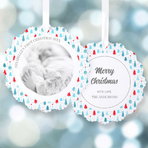 Christmas Name Photo Tree Colourful Ornament Card