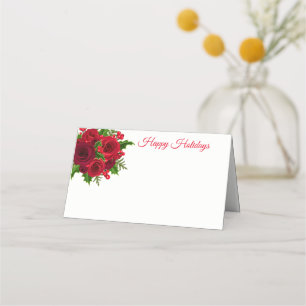 Christmas Name Place Card-Red Roses Place Card
