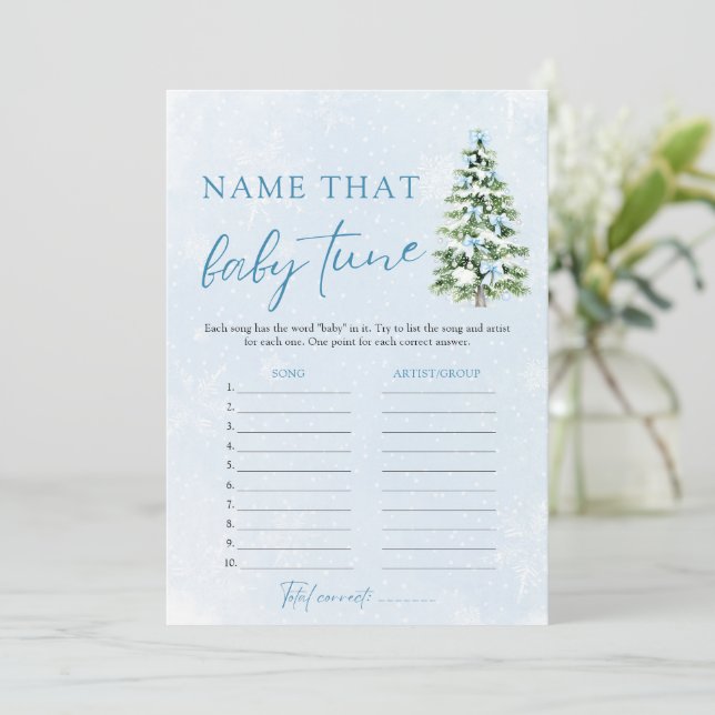 Christmas Name That Baby Tune Baby Shower Game Invitation (Standing Front)