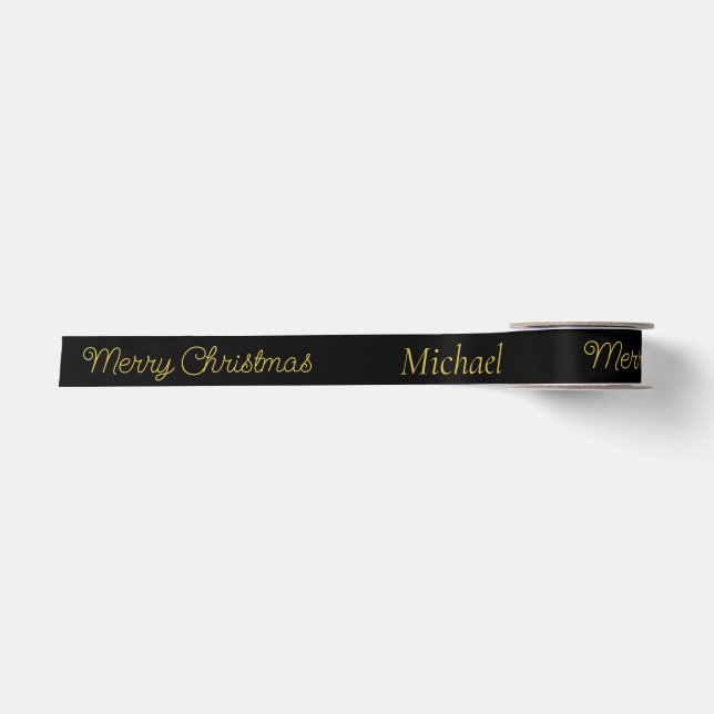 Christmas Name Typography Satin Ribbon (Front)