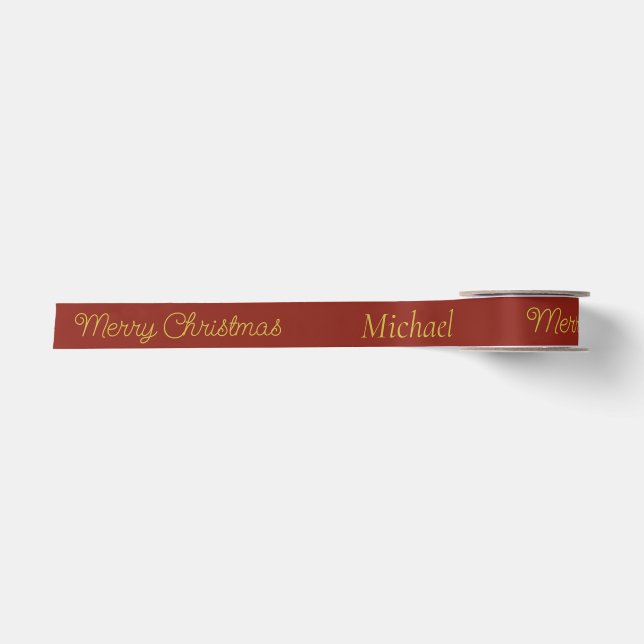 Christmas Name Typography Satin Ribbon (Front)