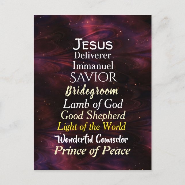 Christmas Names of Jesus Holiday Postcard (Front)