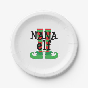 Christmas Nana Elf Paper Plate