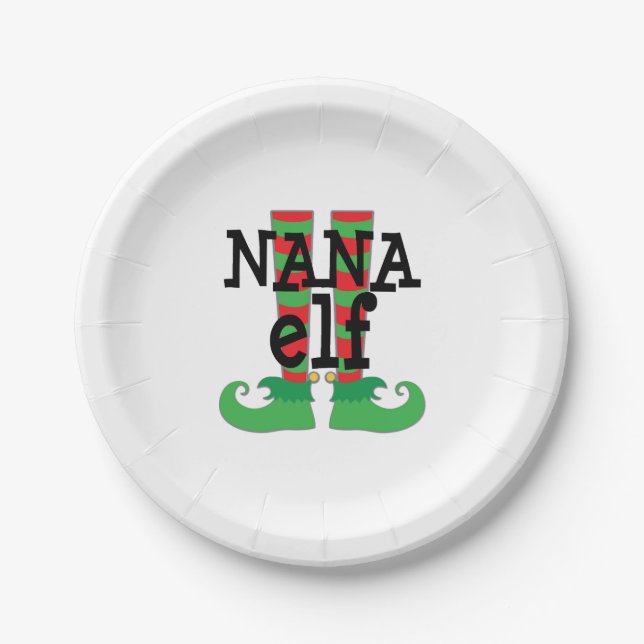 Christmas Nana Elf Paper Plate (Front)
