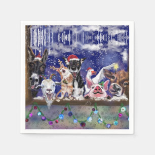 Christmas Napkins Happy Farm Animal Party