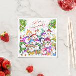 Christmas Napkins with Happy Snowmans Party<br><div class="desc">Napkins with Happy Snowmans Merry Christmas Party Funny Drawing Cartoon Snowman Celebration - Choose / Add Your Unique Text / Font / Colour - Make Your Special Gift - Resize and move or remove and add elements / image with customisation tool ! - Drawing and Design by MIGNED. You can...</div>