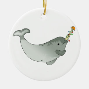 Christmas Narwhal Ornament (round)