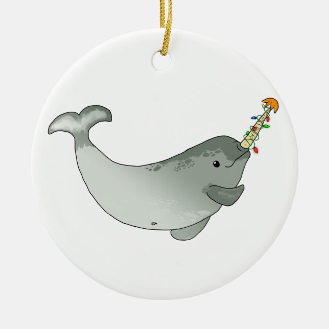 Christmas Narwhal Ornament (round) (Front)
